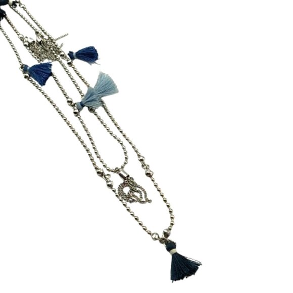 LOFT Long Tassel Necklace Silver Ball Chain 36 inches NWOT - Picture 7 of 16